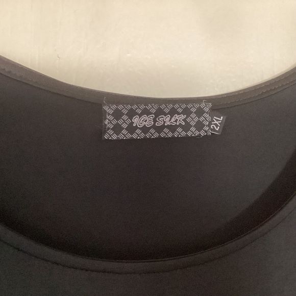 Ice Silk Black, Tan & Teal Sleeveless Maxi Dress Pockets Size 2XL - Picture 6 of 6